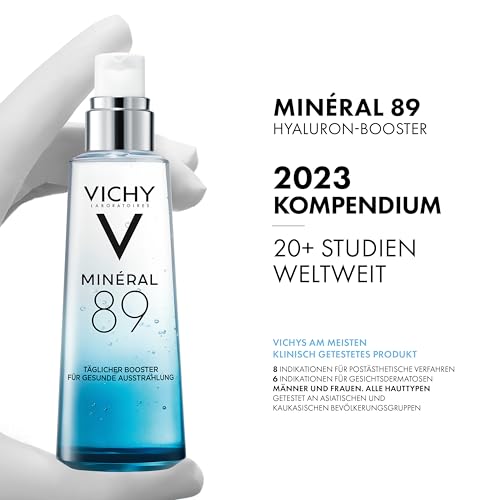 VICHY Sérum hydratant repulpant anti-rides avec acide hyaluronique et minéraux essentiels, Minéral 89, 75 ml