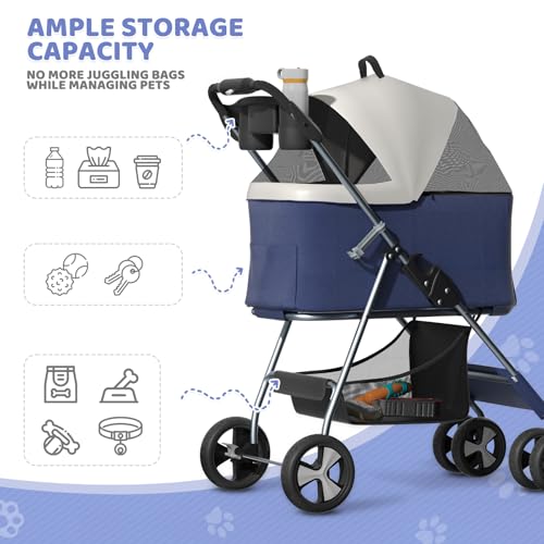 Image of Magshion 3-in-1 Foldable Pet Stroller for Small to Medium Dogs and Cats