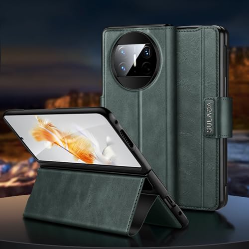 Coque Huawei Mate X3 anti-rayure réglable avec étui cuir magnétique vert antichoc