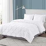 EHEYCIGA Full/Queen Bed in a Bag White, Comforter Set 7 Pieces for Queen Bed , Pintuck White Bed Set...