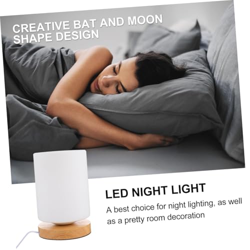 Lámpara de Mesa de Noche LED GALPADA Cilíndrica con Base de Madera miniatura 5