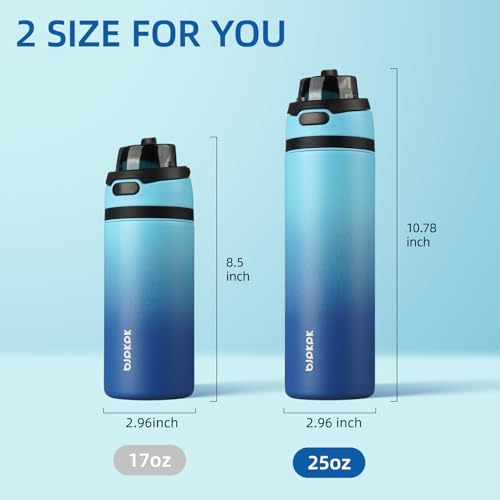 Image of BJPKPK 25oz Insulated Water Bottle with Straw Lid & Handle, Stainless Steel | Leak-Proof 2-in-1 Straw & Spout Lid, BPA-Free Vacuum Insulated Bottle Fits Cup Holders for Gym, Office, Travel & Outdoor