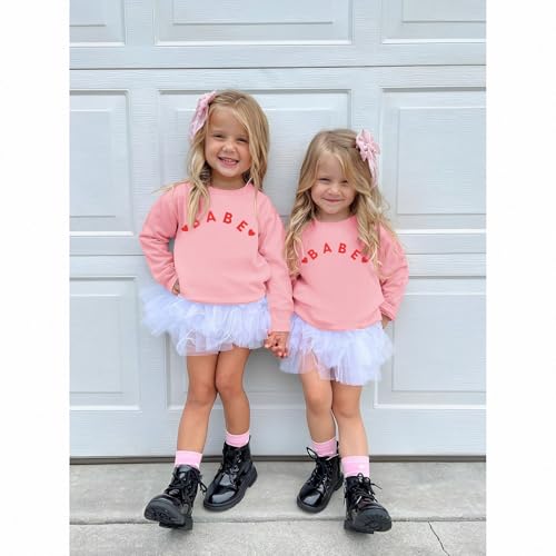 Toddler Baby Girl Crewneck Sweatshirt Love Babe Letter Long Sleeve Pullover Shirt Cute Spring Casual Clothes Top2