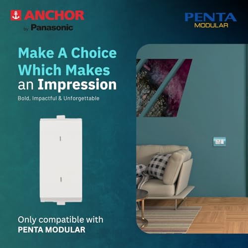 Image of Anchor by Panasonic Penta Modular 6AX Two Way Switch, 1M Switch for Low to Medium Home Appliances (White, 65002)