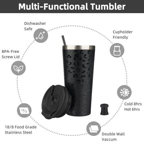 Image of BJPKPK 22 oz Coffee Tumbler with Straw, Insulated Stainless Steel Cup