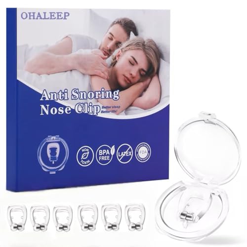 OHALEEP Anti Snoring Devices, Snore Stopper with Adjustable Magnet, Silicone Nose Clip Stop Snoring, Effective to Relieve Snoring, Snoring Solution for Comfortable and Quieter Sleep, White,M