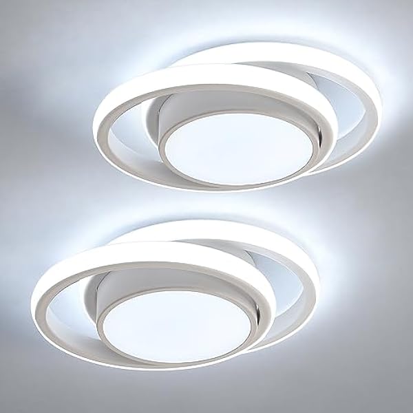 Seamoon 2 Piezas Plafón Led Techo, 32W lámpara de techo modernas Blanco Frío 6500K, Luz de Techo redondo doble para Cocina Dormitorio Balcón Pasillo Habitacion Comedor, Diá. 28cm