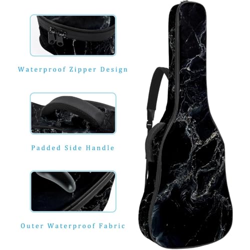 Sac guitare acoustique basse électrique classique housse marbre noir - 4