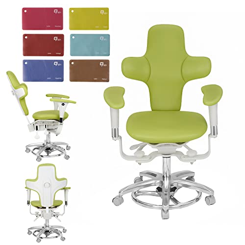 ORILAO Dental Ergonomic Microscope Dynamic Chair Adjustable Armrest Height Foot Controlled Sewn PU Leather