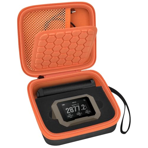 Funda compatible con Garmin Xero C1 Pro Compact Cronógrafo para Range Shooting Stoarge, bolsa de soporte para adaptadores de carga USB, cubo y más accesorios (solo caja) (negro-naranja)