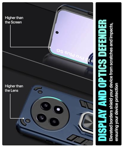 Image of WOW IMAGINE Shock Proof Back Case Mobile Cover for Realme 13 Pro 5G | Realme 13 Pro Plus 5G | Back Cover Case (Tough Armor | Hybrid PC + TPU | Ring Holder & in-Built Kickstand | Blue)
