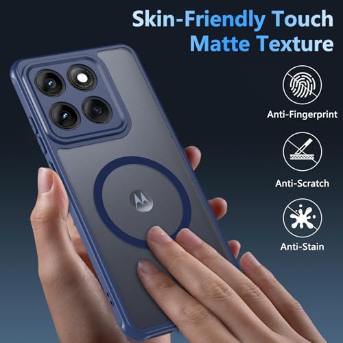 Image of For Motorola Edge 2025 Case,Magnetic [38 N52 Magnets] Military Grade Drop Protection moto edge 2025 case-Full Camera Protection Slim Matte Anti-Slip Phone Cover Protector For Motorola Edge 2025,Blue