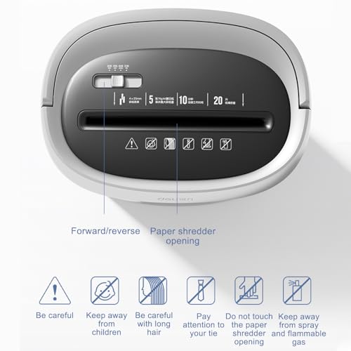 Trituradora de papel para uso en la oficina en casa, capacidad de 5 hojas, detección automática, contenedor extraíble de 20 litros, avance y retroceso de un solo toque, efecto de trituración de 4 x 25
