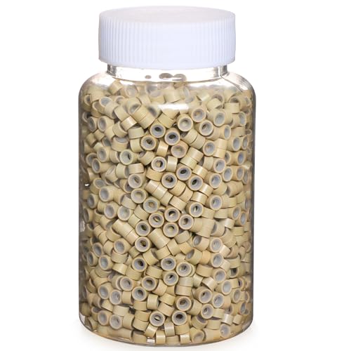 GOTDYA 2500pcs 5mm Blonde Extension Beads Silicone Lined Micro Rings