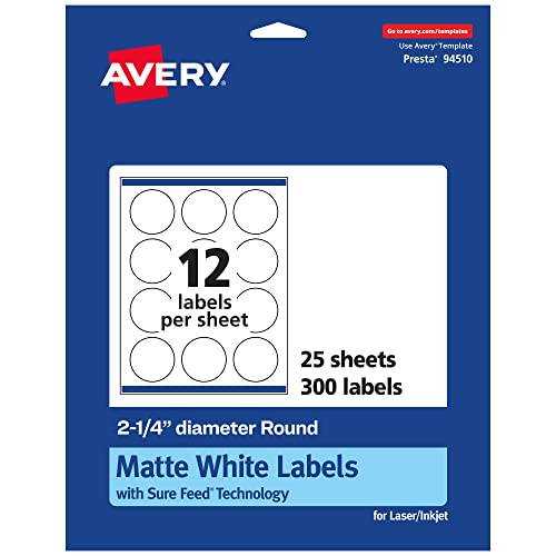 Étiquettes rondes blanches mates Avery 5,7 cm pour organiser vos bocaux maison et boîtes