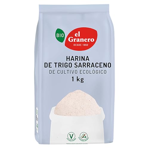 El Granero Integral - Harina de Trigo Sarraceno BIO - 1 KG - Rica en Fibra y Nutrientes - Mejora la Digestión - Harina de Bajo Índice Glucémico - Apta para Veganos