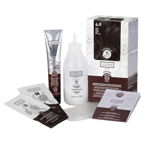 Lucens Umbria - 4.0 Castano, Tinta Per Capelli Senza Ammoniaca, Kit Colorazione Permanente Vegan Con Estratti Naturali, Azione Lenitiva, Idratante E Protettiva - 2