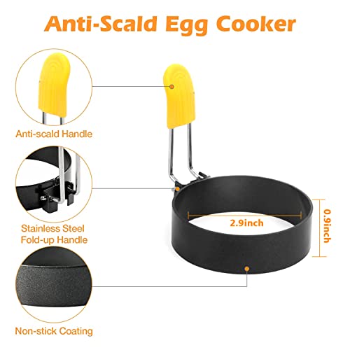 Egg Rings For Frying Eggs, 2 Pack Stainless Steel Nonstick Round Egg Cooker Ring For Frying Eggs And Egg Mcmuffins, Egg Mold For Breakfast, Mini Pancakes #TOP2