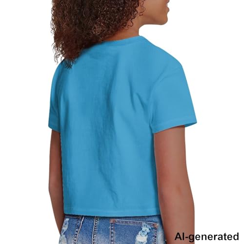 Image of Cute Crop Tops for Girls Short Sleeve Summer T Shirts Fashion Graphic Tees Crew Neck Pullover Tee 5-14 Years