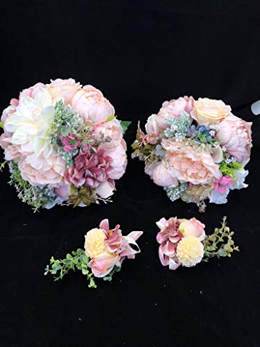 Abbie Home 9.5' Peony Rose Dahlia Bridal Wedding Bouquet Bride Holding Flowers Confession Bouquet #TOP5