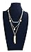 Suyi Exquisite Sequins Multilayer Chain Turquoise Beads Necklace with Feather Pendent Gold