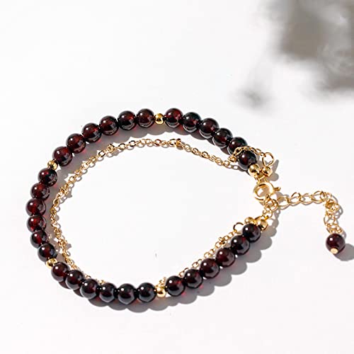 Bracelet grenat perles double couche brin pierres naturelles pour femme et fille