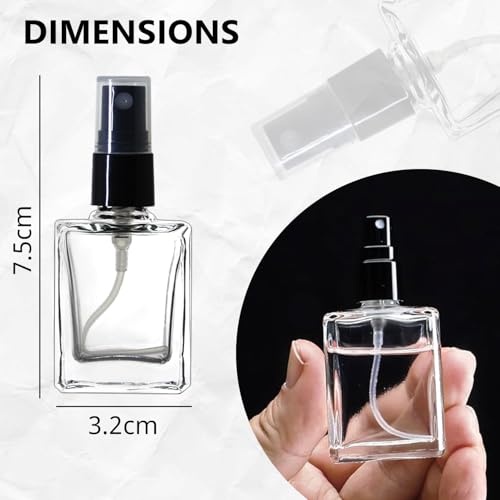 Image of nsb herbals Refillable Perfume Clear Square Glass Bottles With Spray Pump For Perfume Essential Oils Aromatic Water Blend 10 ml