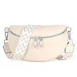 TANTOMI Umhängetasche Damen PU Leder, Crossbody Bag Mit Breitem Gurt, Bauchtasche Stylisch, Elegante Gürteltasche