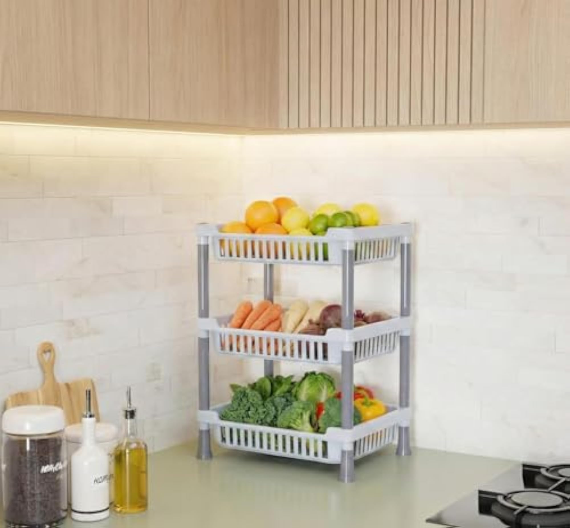 3 Tier Plastic Vegetable & Fruit Basket Organizer
