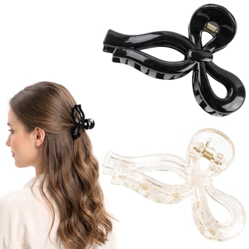 ANNA CREATIONS 2 Pcs Loop Design Hair Claw Clip, Black & 2 Pieces - Image 2