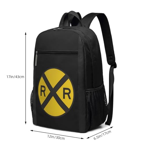 Railroad Crossing Sign Travel Laptop Backpack, Business Anti Theft Slim Sturdy Laptops Backpacks, College Computer Bag Gift for Men & Women Fits 17 Inch Notebook,Black3
