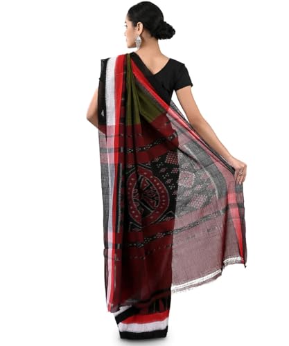 Image of Nuapatna Cotton Saree of Odisha Ikkat Orissa Traditional Handloom Sari | Bomkai | Pata | Nuapatana | sambalpuri saree | khandua patta sare | without Blouse S8