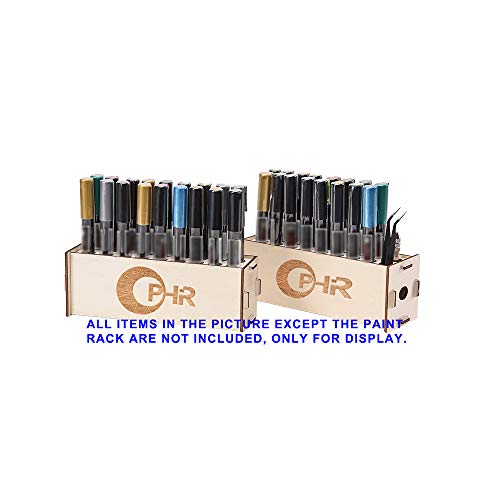 OPHIR Wooden Paint Rack Pigment Inks Storage Organizer with 32 Bottle Holes, 36 Marker Pen Cases, 4 Cabinet Drawers, Suitable for Tamiya GSI AV Paints and Model Tools - Thumbnail 5