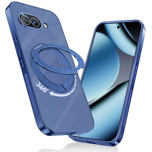 Standocaser【多機能回転スタンド・Magsafe対応】Google Pixel 10a 用 ケース 一体型カメラレンズ保護 マグネット搭載 ワイヤレス充電 縦横多角度スタンド防滑 メッキバンパー ラップホール付き 耐衝撃 耐久性 黄変なし 人気 おしゃれ グーグルピクセル10a カバー 6.3 インチ（ダークブルー）の商品画像（Amazon）