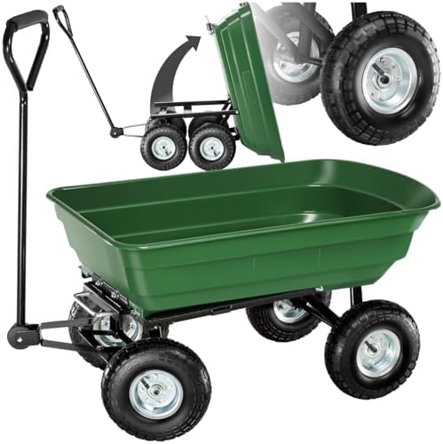 tectake® Chariot à roulettes Tout-Terrain Brouette Jardin 4 Roues...