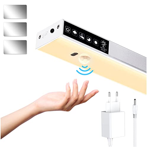 EONAZE Luz Armario Luz LED con Sensor de Movimiento 90cm 12W Iluminacion Interior con Cinta Adhesiva Magnética LED luces para Armarios Escaleras (60CM 9W, A01) Cover