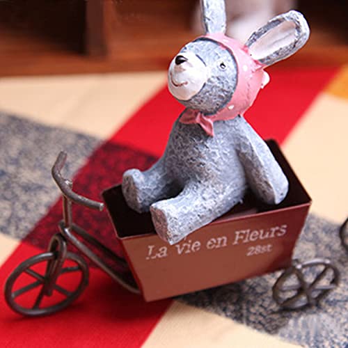 image for CLYTTE Mini Metal Wire Bicycle, Miniature Rustic Tricycle with Red Buc