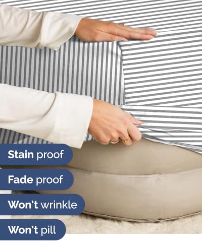 Image of CGK Linens 2 Pack Extra Deep Cal King Fitted Sheets - Grey Stripes