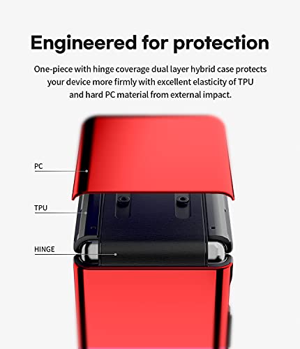 Goospery For Galaxy Z Flip Case (2020) With Hinge Coverage, Luxury 360 Protection Tpu Bumper Glossy Hard Pc Back Dual Layer Cover - Metallic Red #TOP2