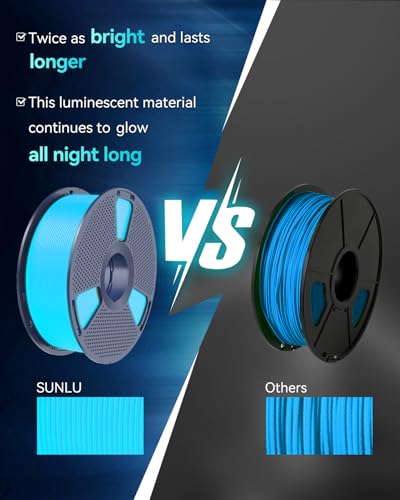 Image of SUNLU 4KG Glow in the Dark PLA Filament Bundle 1.75mm, Luminous PLA 3D Printer Filament, Long-Lasting Brightness & High Toughness, 1kg Spool (2.2lbs), Fits Most FDM Printers, 4 Pack