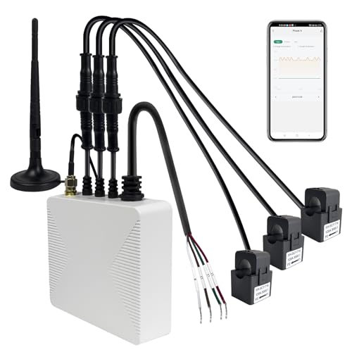 OWON Moniteur d'énergie domestique intelligent WiFi triphasé, Pince Ampèremétrique triphasée avec 3 Capteurs de Niveau de Circuit 120 A, Moniteur d'électricité en Temps Réel