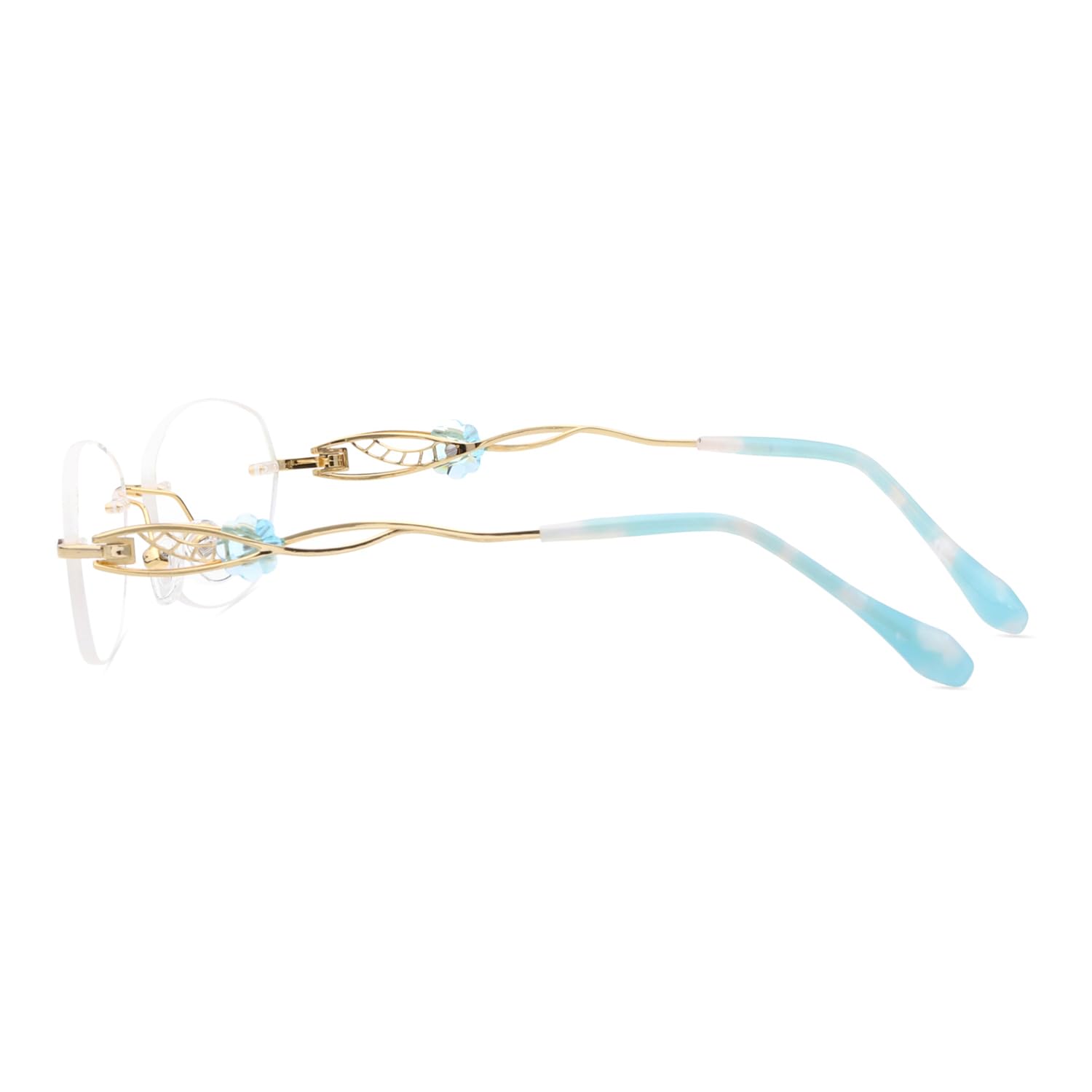 HELES 100% Puro Titanio Lusso Donne Occhiali Da Lettura Anti-riflesso Policarbonato Blu Blocco Della Luce Singola Visione Lettore, Oro, +3.25 Strength