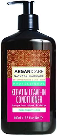 Arganicare Keratin Hydrating Leave In Conditioner with Certified Organic Argan Oil and Keratin for curly hair 13.5 fl oz