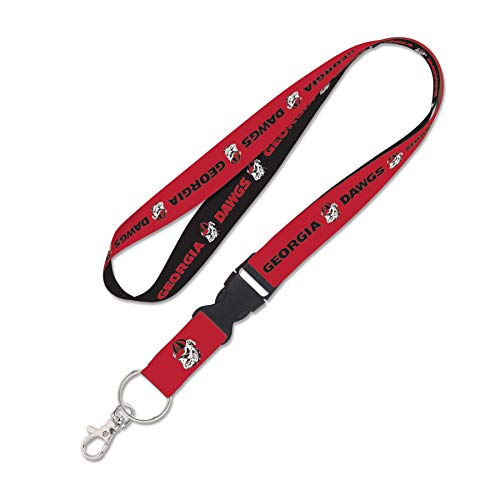 Lanyard Georgia Bulldogs à logo empilé et boucle clipsable WinCraft