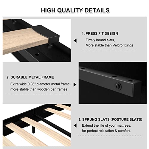 Flolinda King Bed Frame With Headboard, Soft Velvet Upholstered Bed Frame, Wood Sprung Slat Support, Modern Platform Bed Frame Queen Size, No Box Spring Needed, Easy Assembly, Navy Blue #TOP4