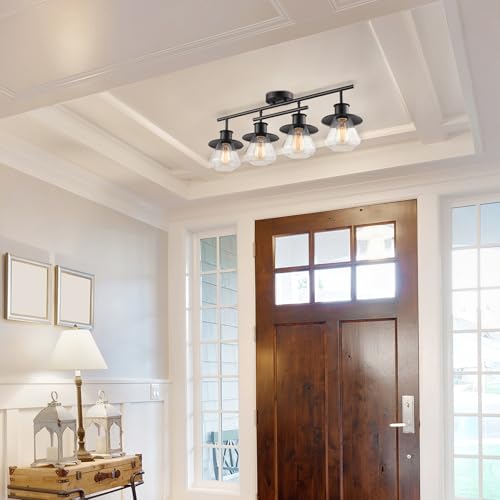 Globe Electric 59530 4-Light Complete Track Lighting Kit, Dark Bronze, Clear Glass Bell Shaped Shades, Ceiling Light Fixture, Ideal for Kitchen and Dining Room, LED Bulb Compatible - Thumbnail 2