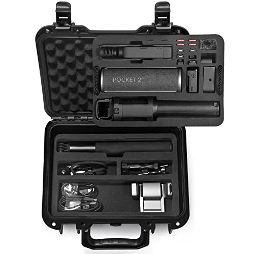 LEKUFEE Waterproof Carrying Case for DJI Pocket 2, Combo, and More Accessories (Case Only), Black, 10.8 x 4.3 x 8.8 inches