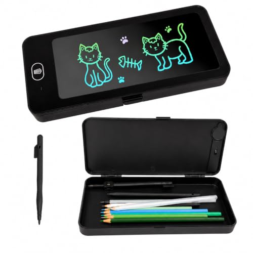 Image of LCD Writing Compass Box for Kids | Pencil Box with Writing Tablet & Stylus | Multifunction Geometry Box | School Stationery Organizer Case for Boys & Girls (Multicolor)