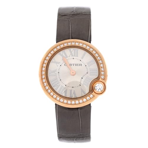 Pre-Loved Ballon Blanc de Cartier Quartz Watch Rose Gold with Diamond Bezel and Alligator 30, Rose Gold - Main Image