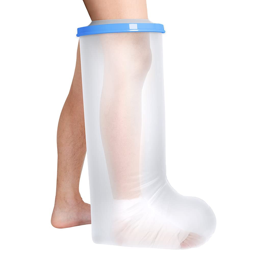 PN ONLINE ZONE Waterproof Cast Covers for Shower Leg Adult, Cast Cover for Leg with Non-Slip Bottom, Watertight Leg Cast Protector for Knee Shank Foot Ankle Surgery Dressing Wound, Reusable